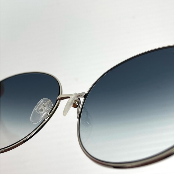 FERRAGAMO Oversized Gradient Blue Round Lens Silver Color Frame Sunglasses 60mm - Picture 10 of 14